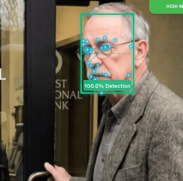Target face matched with biometric verification
