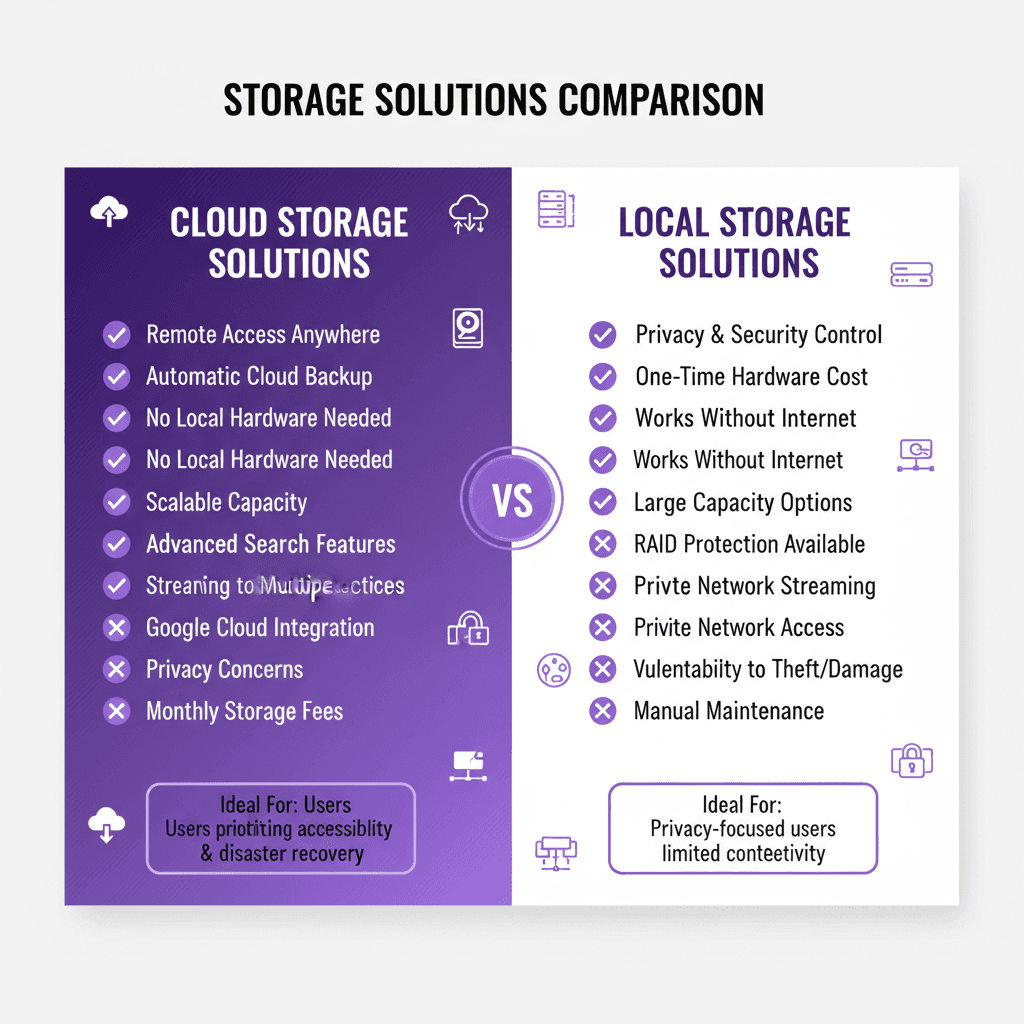 Cloud storage vs local storage comparison for face recognition camera systems
