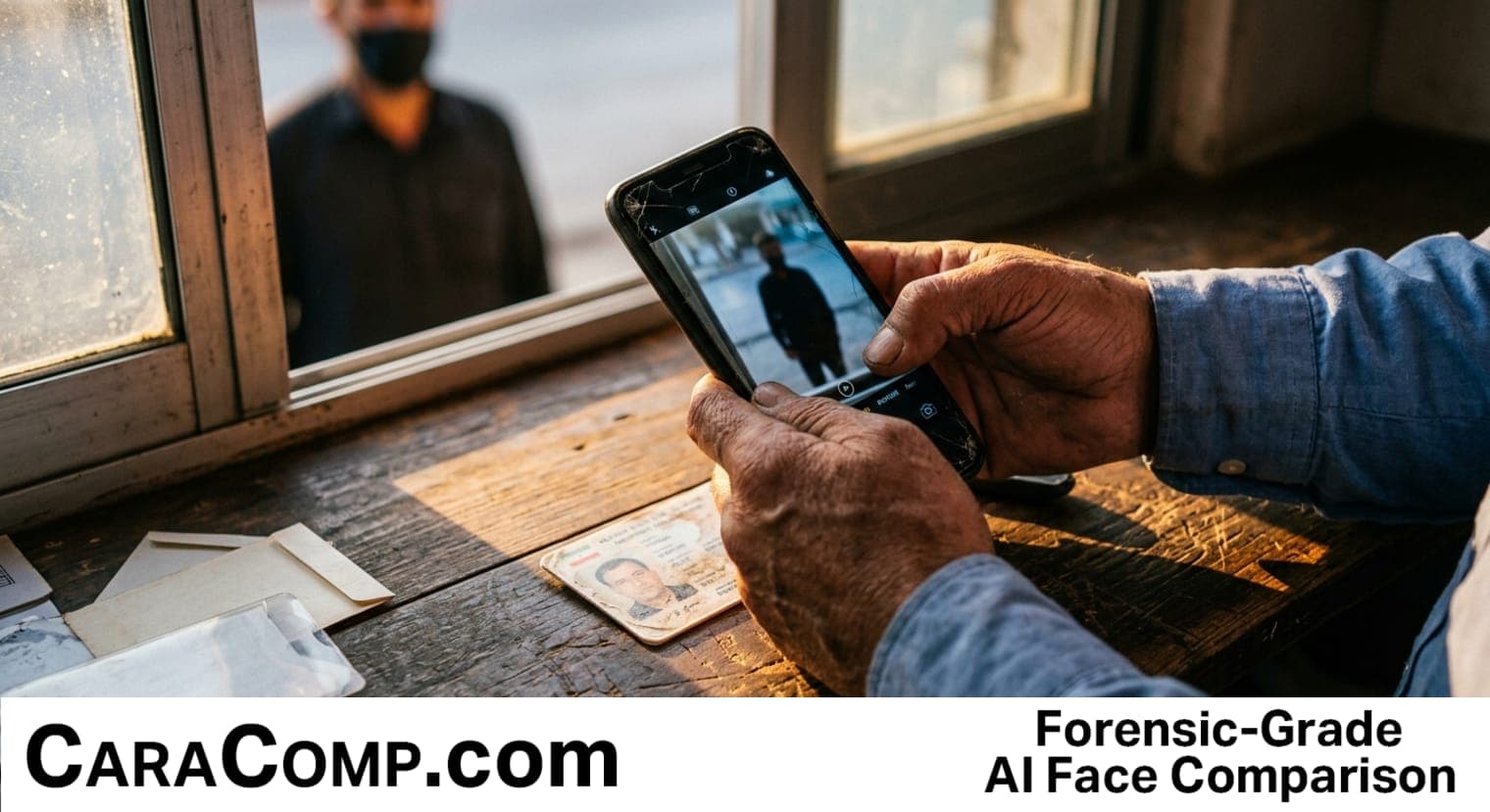 national id card style face scan verifying a new SIM card at a mobile phone shop counter
