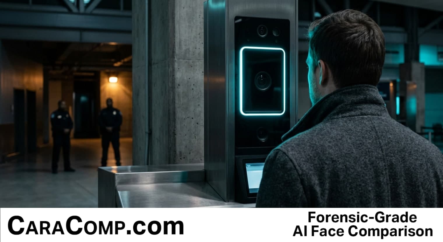 biometric data meaning shown as unique physical characteristics flowing from airport camera into federal database