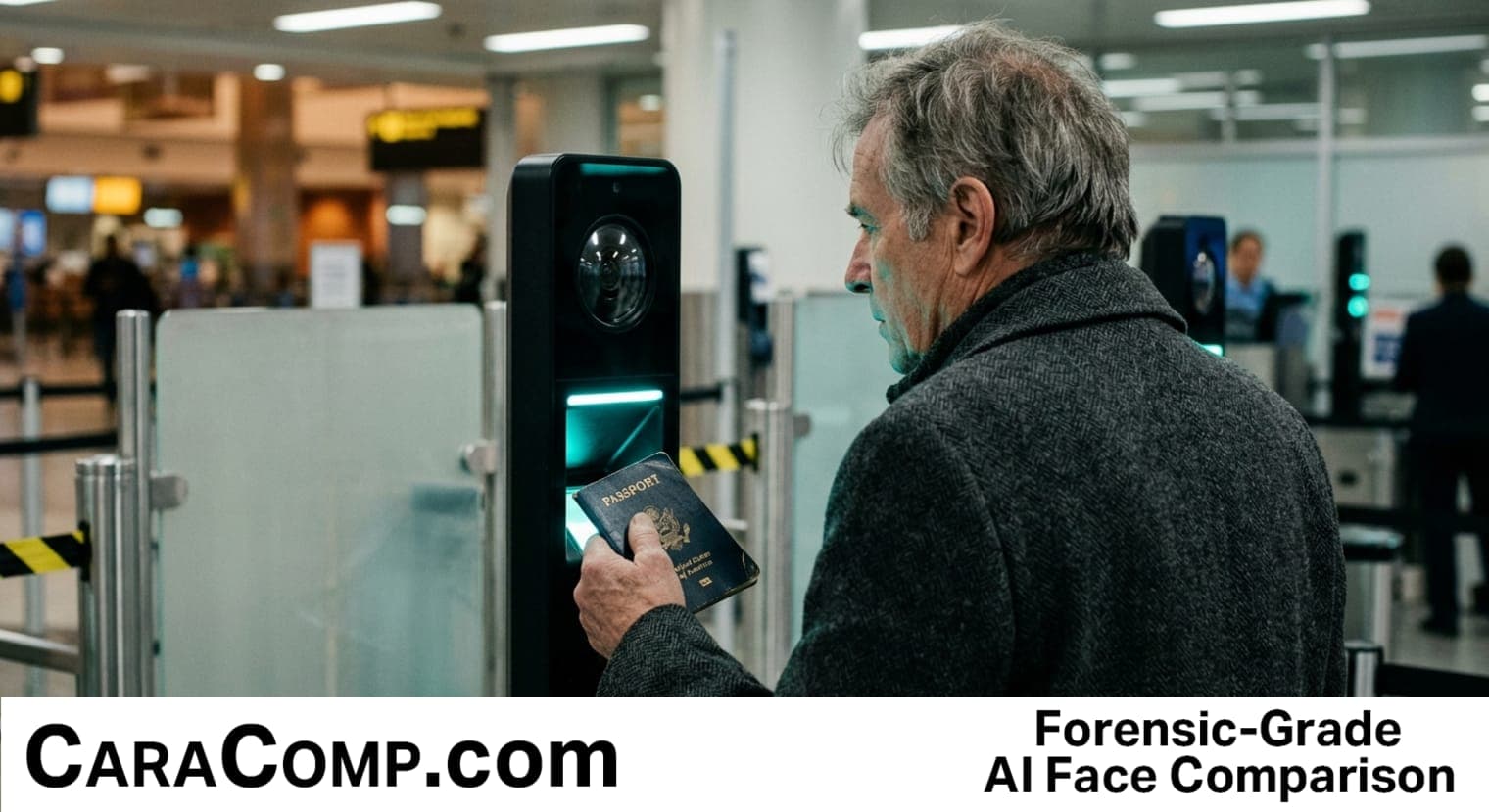 tsa facial recognition airports, tsa is using facial identification, traveler facing a camera at an airport ID checkpoint