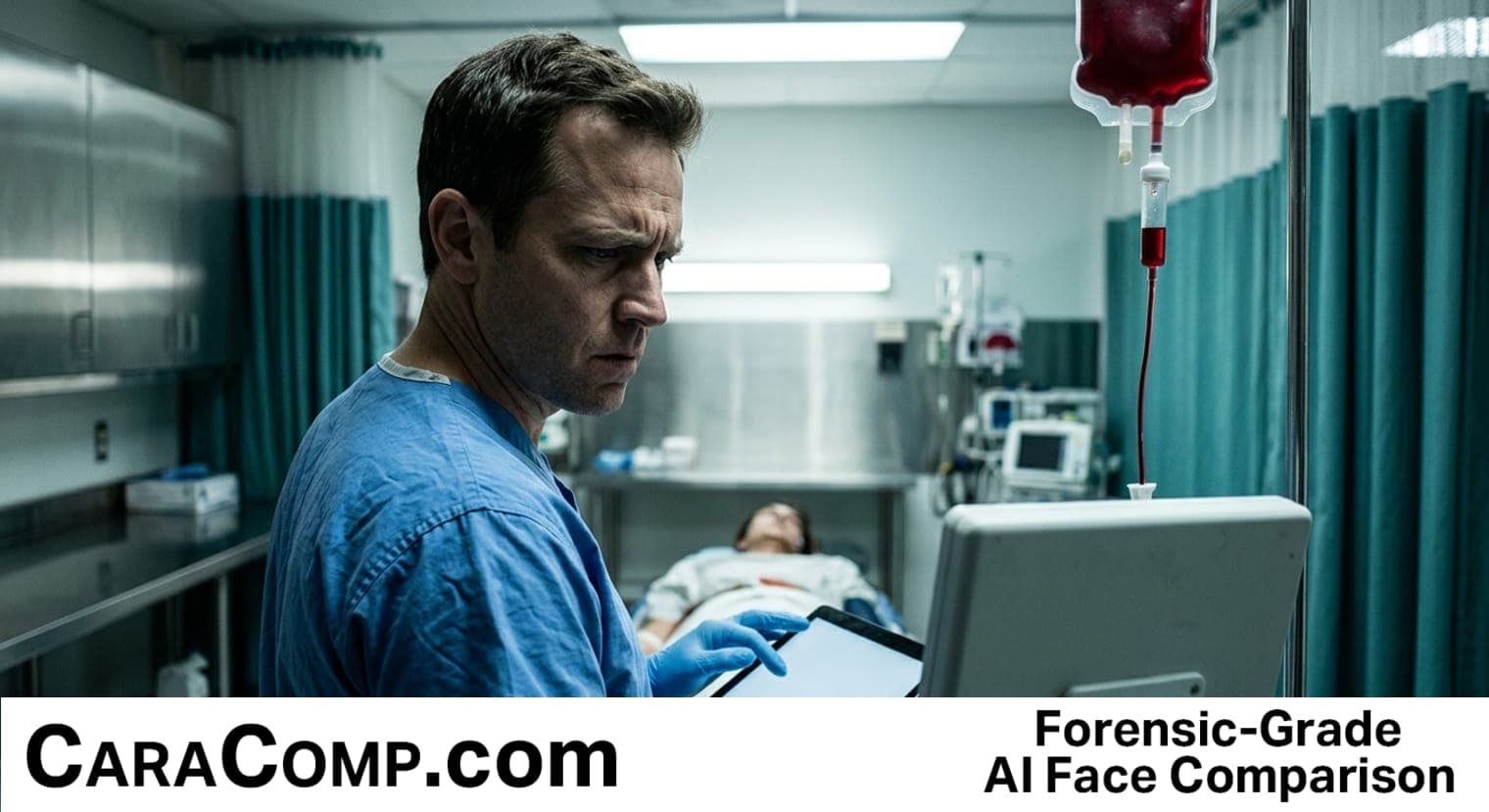 medical identity theft, someone uses your personal information, blood type chart mixed with a stranger's medical record on a hospital monitor