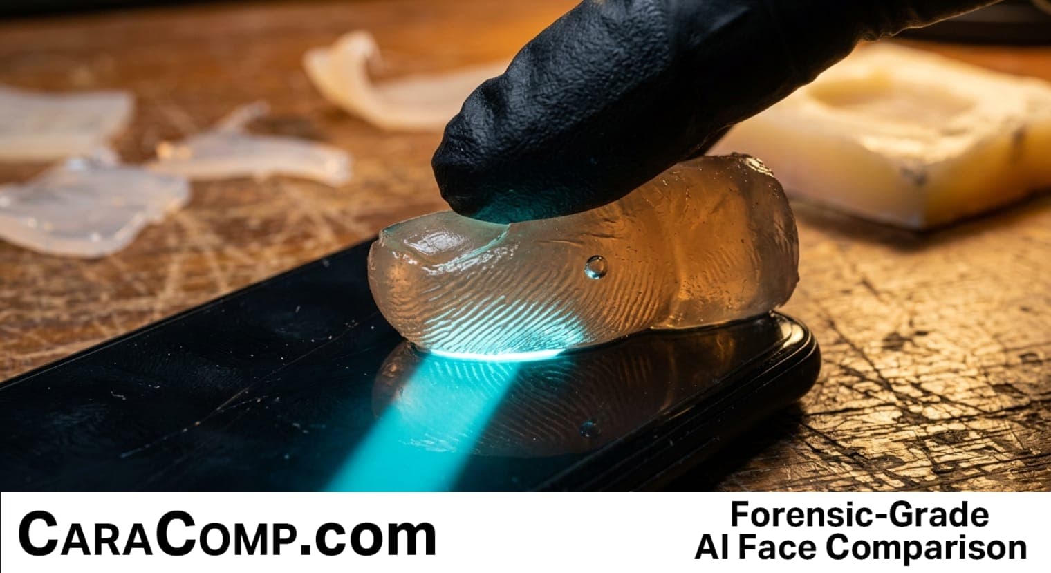 fingerprint scanner your fingerprint gelatin cast pressed against a glowing phone sensor