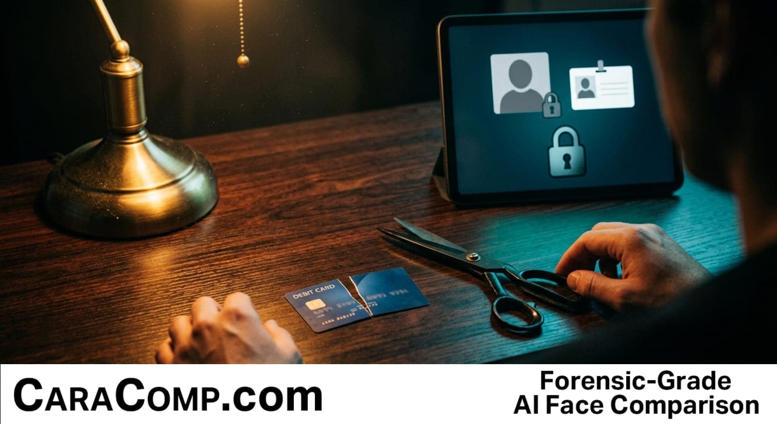 kyc identity verification combat fraud: a selfie held beside a photo ID card on a phone screen