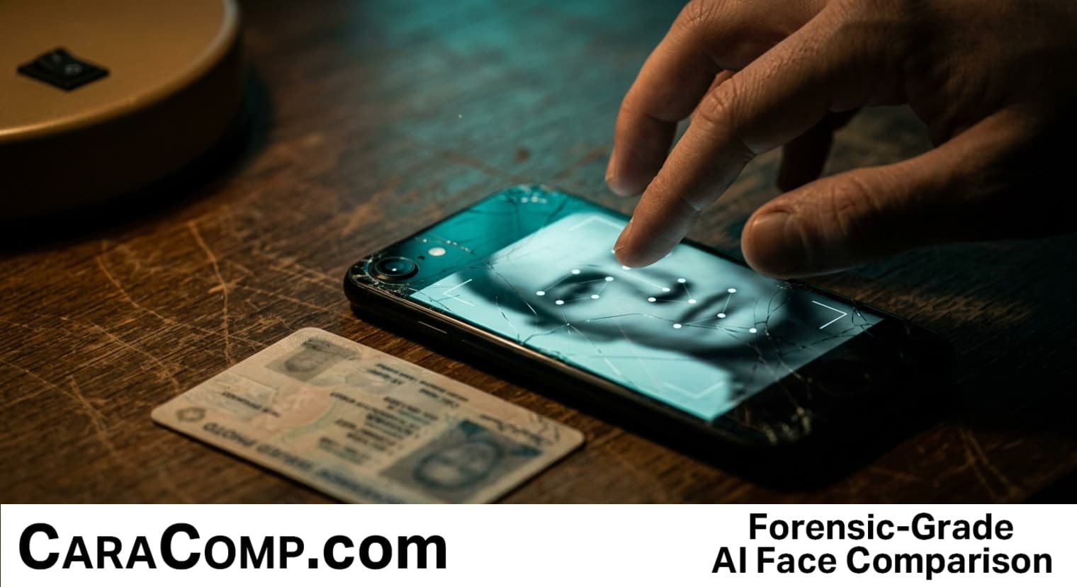 selfie verification liveness detection shown as a phone selfie turning into a string of numbers beside an ID card